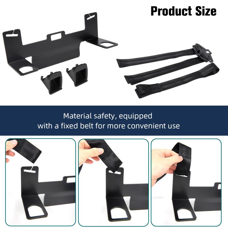 ISOFIX seat bracket with two belt straps and four black connector blocks