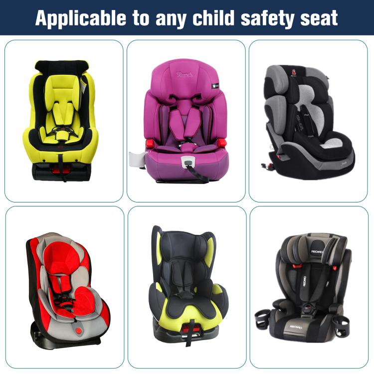 Universal child safety seat restraint anchor kit shown with child seat illustrations