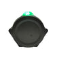 Black starry-sky projector night light with green-lit top dome and front panel.