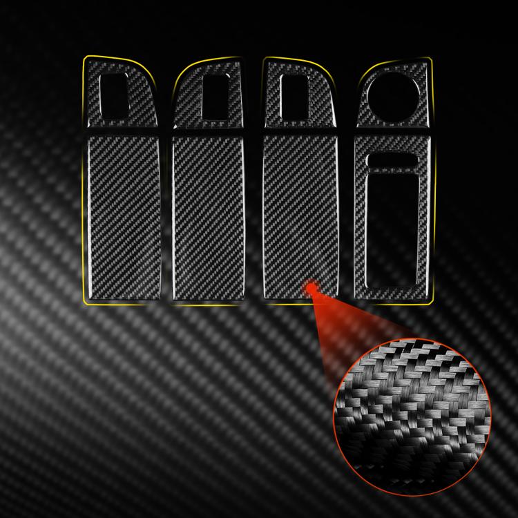 Carbon-fiber window switch panel sticker set with guide boxes and switch cutouts