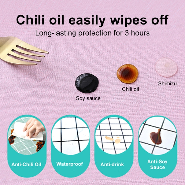 Pink waterproof disposable tablecloth designed to wipe clean and resist spills