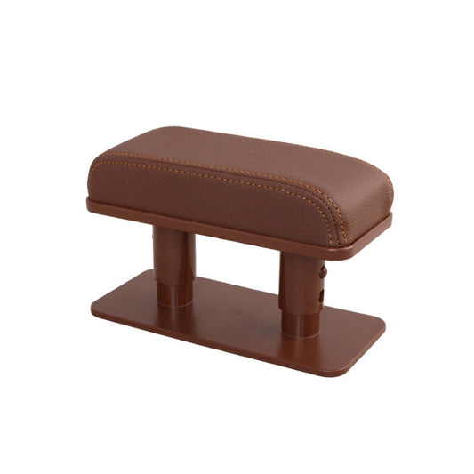 Brown PU leather center armrest pad with matching brown base and stitched edges