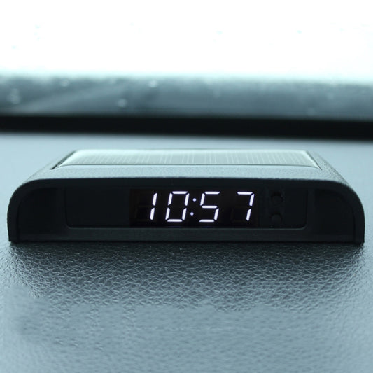Solar Night Light Car Clock Automotive Electronic Clock Temperature, Time+Date+Week+Temperature