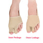 Beige toe separator foot cover showing inner and outer leakage zones.