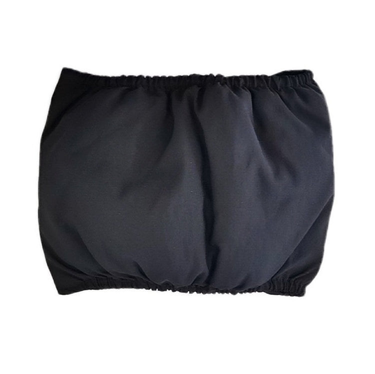 Dog male belt pet pants, black, elastic waistband and curved wrap panel