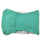 Teal pet belly belt pants with rectangular patch panel and stitched front opening