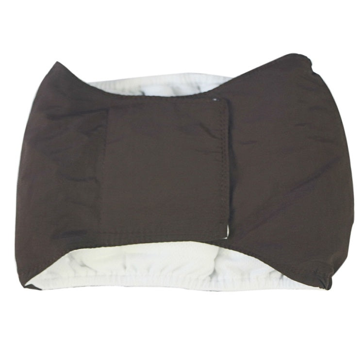 Dog male belt pet pants, brown wrap, stitched center panel and elastic waist