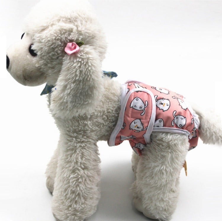Dog anti-harassment physiological pants, pink cartoon rabbit print with gray trim