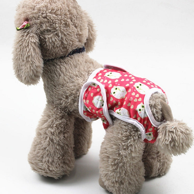 Dog anti-harassment physiological pants, red strawberry print with gray trim