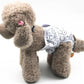 Dog estrus wrap pants with white doodle animal print, adjustable side openings