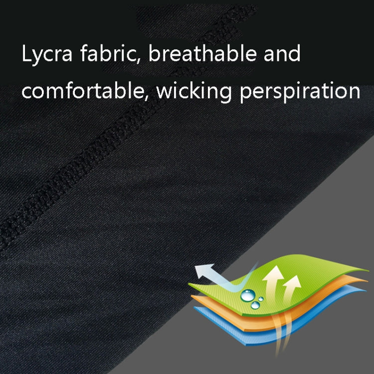 Black compression calf sleeve close-up with breathable fabric and stitched hem