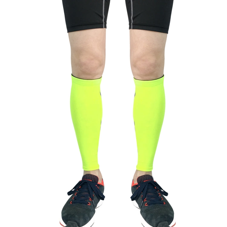 Fluorescent green compression calf sleeves, breathable athletic protective pair