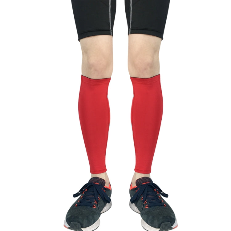 Red compression calf sleeves, breathable athletic protective pair