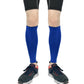 Compression calf sleeves, blue breathable pair covering calves for running