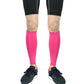 Compression calf sleeves, pink breathable pair covering calves for running