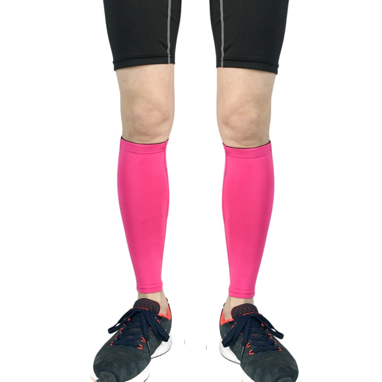 Compression calf sleeves, pink breathable pair covering calves for running