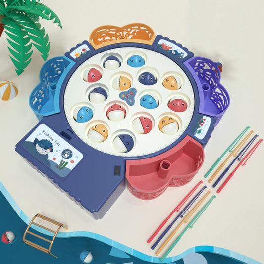 Magnetic Fishing Toy Children Educational Multifunctional Music Rotating Fishing Plate, Blue Battery Style+15 Fish 4 Rods, Pink Battery Style+15 Fish 4 Rods, Blue Charging Style+15 Fish 4 Rods, Blue Battery Style+24 Fish 5 Rods                         ...