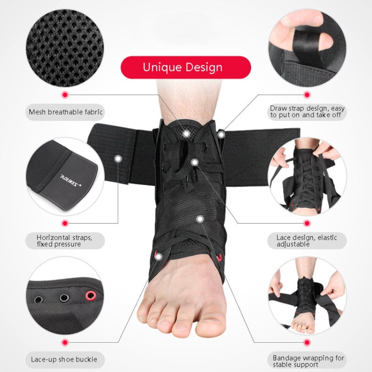 Black ankle brace shown with mesh fabric and lace-up fastening straps