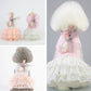 Collage of rabbit pet skirts showing pink and white tutu styles with bunny appliques