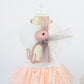 Pet rabbit dress with pink bunny applique and peach tulle skirt