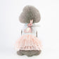 Rabbit pet skirt in light pink with layered tulle and subtle star pattern