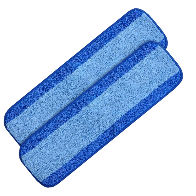 Set of blue microfiber flat mop pads with darker blue border stripes.