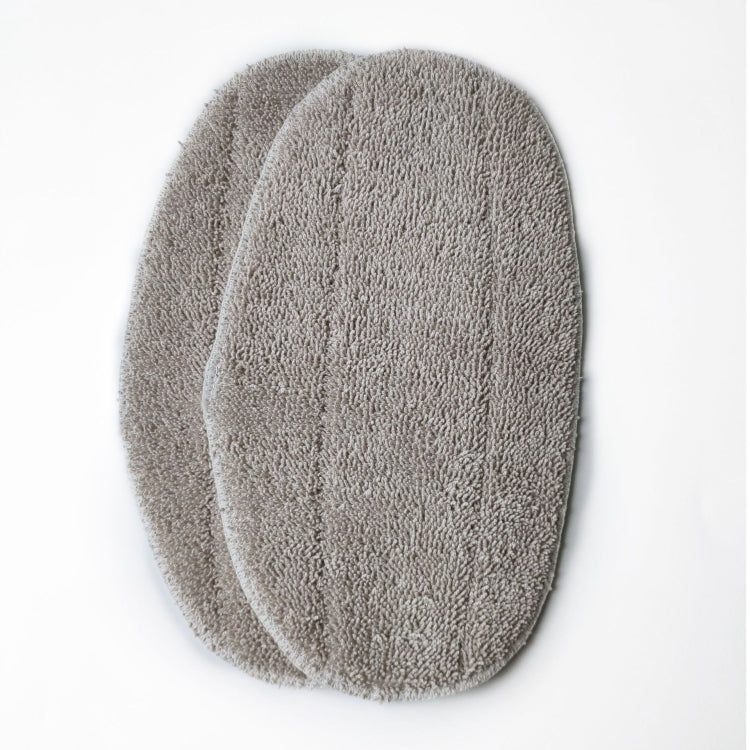 Gray microfiber steam mop cloth pads (2), oval, stacked