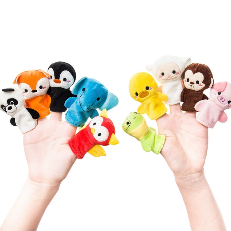 Set of animal finger plush dolls: penguin, seal, bear, lion, chick, and others