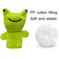 Green frog finger plush puppet with stitched smile and soft filling