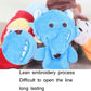 Blue elephant finger plush puppet with embroidered eyes and trunk