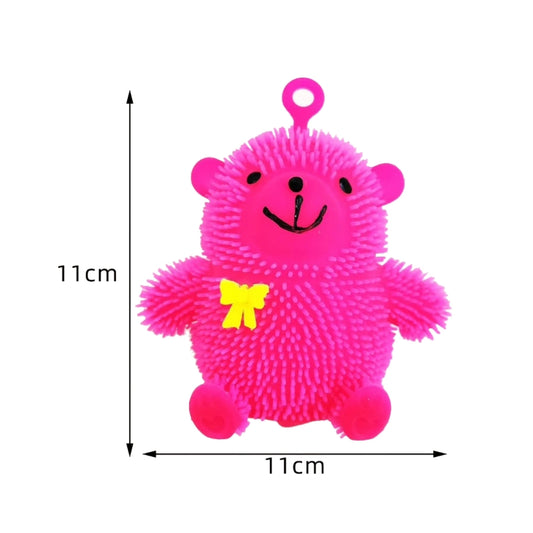 6 PCS Cartoon Light Vent Ball Sitting Bear Hair Flash Ball Flash Stress Ball Toys Bear, Color Random Delivery, Cartoon Light Vent Ball