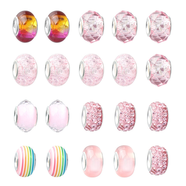 Pink bead charms for DIY jewelry, faceted crystal and marble-style bead assortment