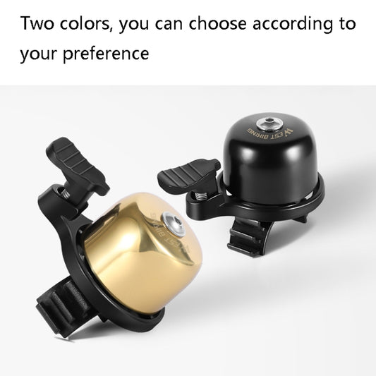 Mini bicycle bell set in black and gold with clamp mounts