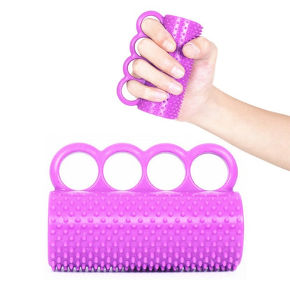 Purple silicone finger grip with massage nubs and four finger rings