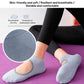 Backless non-slip yoga socks in light blue-gray with textured grip sole