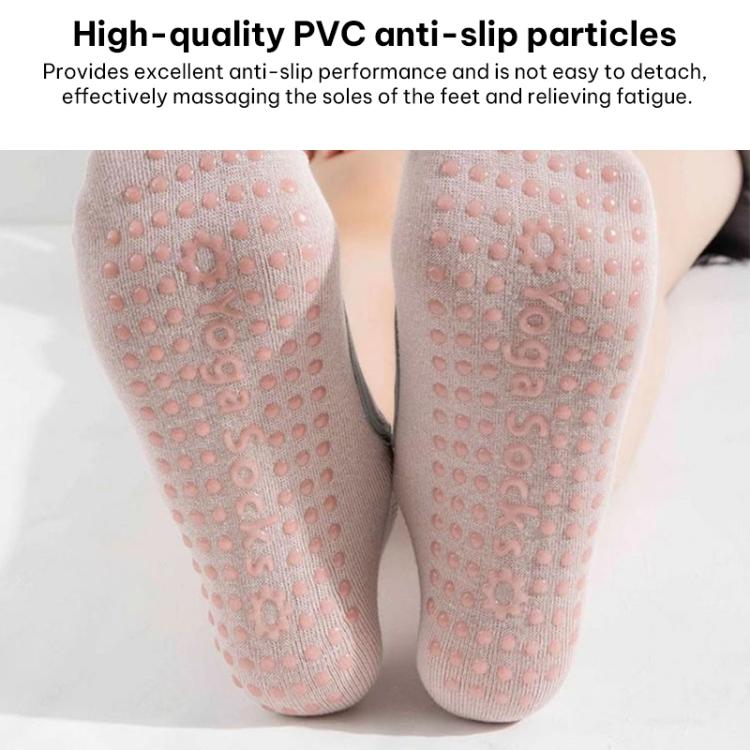 Backless non-slip yoga socks in light pink with dotted anti-slip grip sole