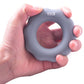 Gray 95LB silicone finger exercise grip ring with round center opening.