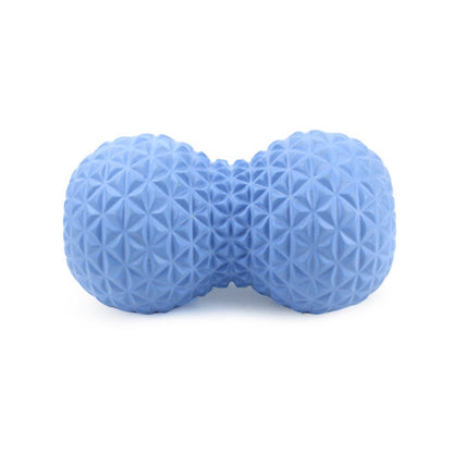 Blue textured massage peanut ball with raised diamond pattern.