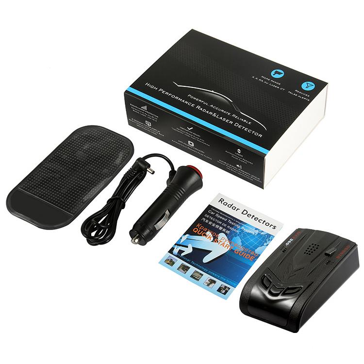 STR550 laser radar detector speaker kit with device, cable, manual, and storage pouch