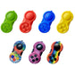 Set of 7 handle decompression toys in green, red, blue, yellow, rainbow, purple, and speckled