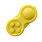 Yellow handle decompression toy with five raised buttons and round central disc