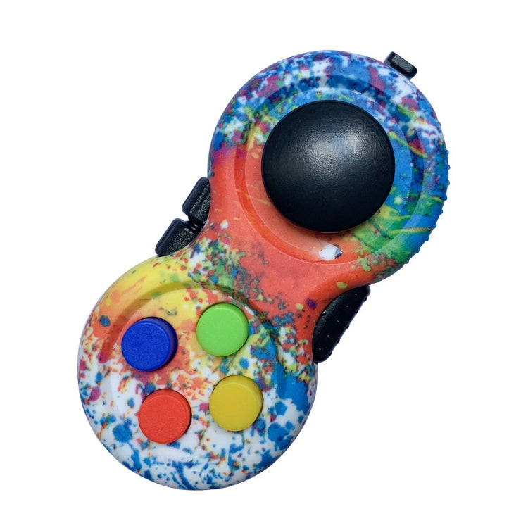 Splatter rainbow handle decompression toy with five colored button pads and large disc