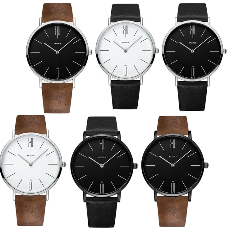 Assorted men’s quartz wristwatches with black or white dials and leather straps