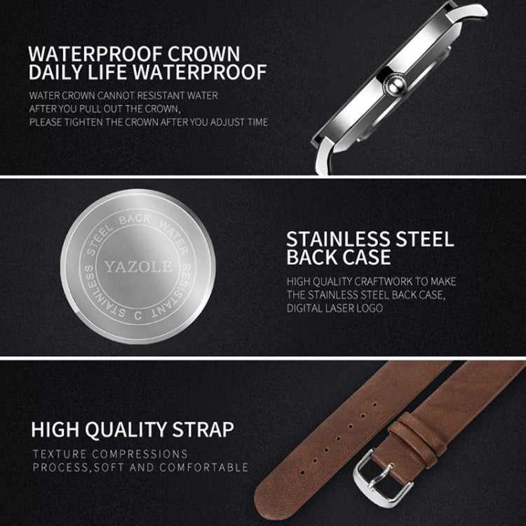 Men’s quartz watch with stainless-steel case and brown leather strap