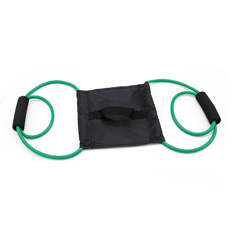 Green elastic cords attached to black water balloon launcher pouch.