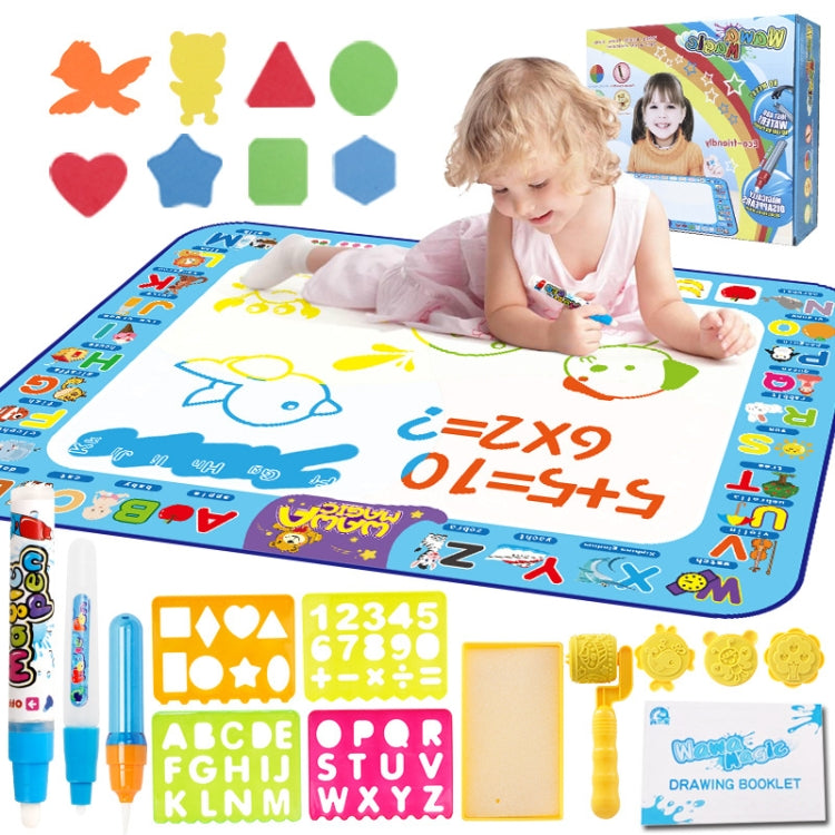 Children's water drawing canvas with extra markers, stencil shapes, and accessories