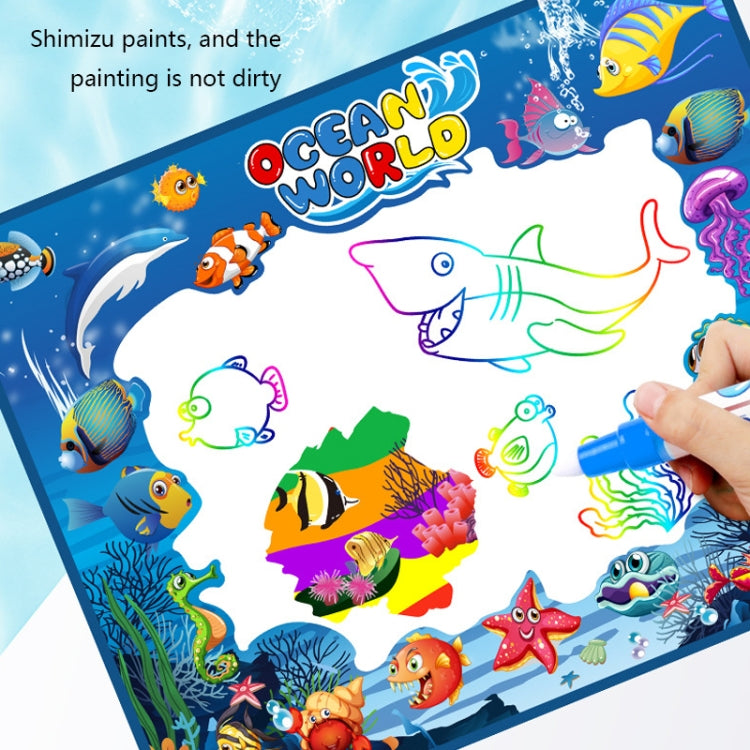 6614 Children Water Drawing Canvas Magic Graffiti Mat, Size: 100 x 80cm, Blue Version, New Version