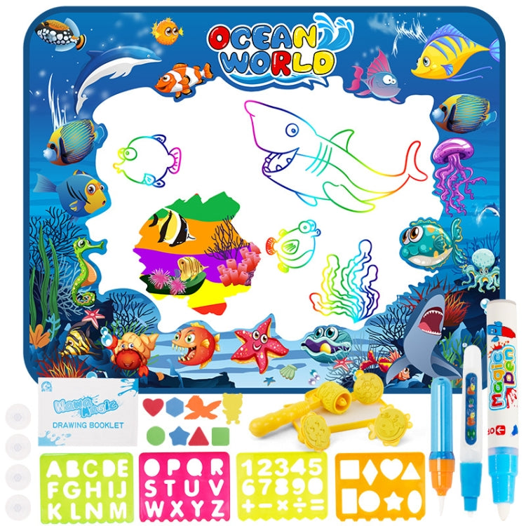 6614 Children Water Drawing Canvas Magic Graffiti Mat, Size: 100 x 80cm, Blue Version, New Version