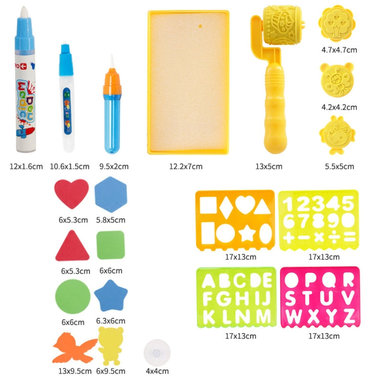Magic water drawing pen set with stencils and colorful accessories