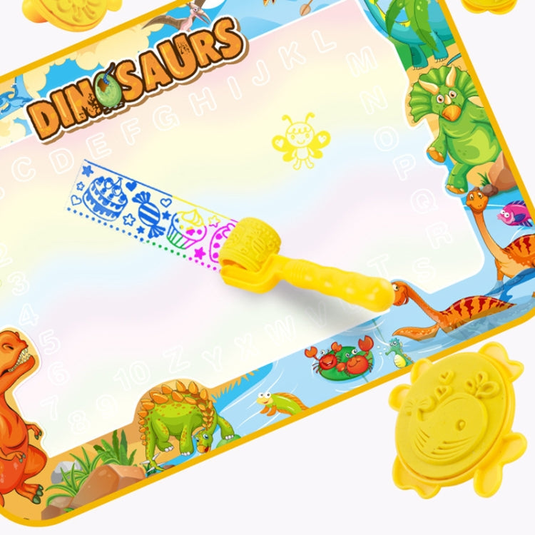 Dinosaur magic water drawing mat with yellow patterned water pen
